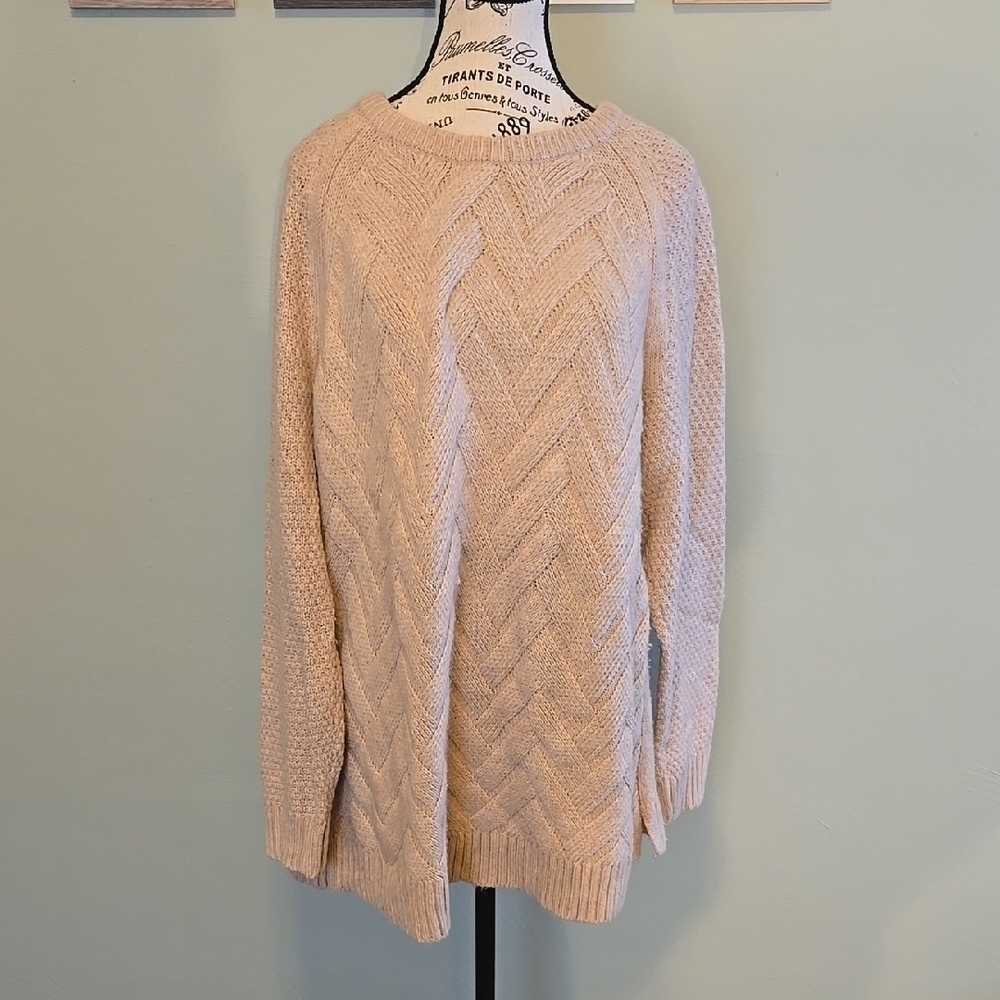 Women's Pink Cable Knit Sweater - Picture 1 of 6